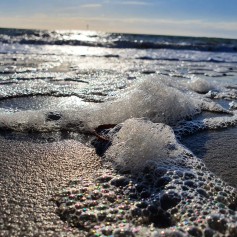 zee, strand, schuim
