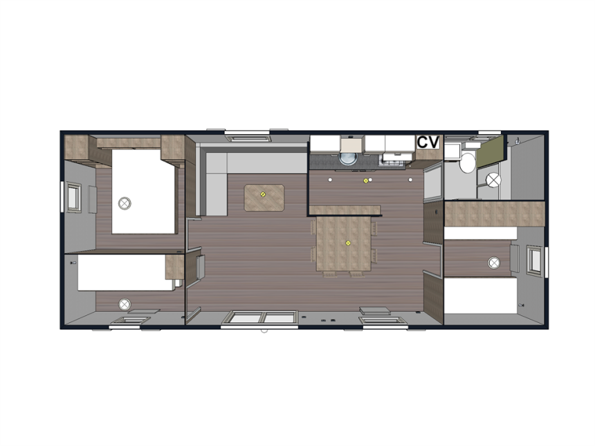 Luxe chalet indeling Camping Ginsterveld